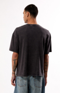 Acid Wash Regular Fit T-Shirt Black 100% Cotton Knitted Breathable <b>Turtleneck</b> Short Sleeve Casual Style Chest Pocket Newest - Product Image 2
