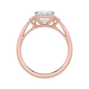 Anillo de compromiso exclusivo de oro rosa de 10K con diamante cultivado en laboratorio de 2.23 quilates con engaste nupcial de diamante hexagonal largo de corte esmeralda - Product Image 2