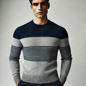 Pull en tricot 100 % coton pour homme, coupe droite, col montant zippé, motif uni, manches classiques, séchage rapide, respirant, automne - Product Image 3