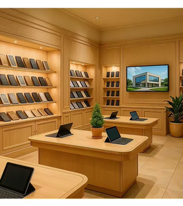 Smart Electronic Shop Interior Design Product Focused Displays Modern Electronics Store Layout Display Shelves Furniture Setup - Product Image 1