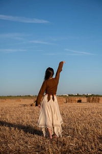 กระโปรงแม็กซี่ผ้าฝ้ายพิมพ์ลายบล็อกแฮนด์เมดสไตล์โบฮีเมียน  ทรงพลิ้วไหว  ลายชนเผ่า  ชุดฤดูร้อน  ของขวัญสำหรับเธอ - Product Image 2