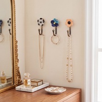 Crochets muraux décoratifs en céramique faits à la main, lot de 3, en métal, pour manteaux, serviettes, clés, entrée, chambre, salle de bain, décoration intérieure