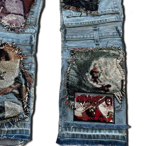 Pantalones Vaqueros Personalizados en Oferta, con Bordados y Parches Desgastados, Corte Ajustado, Lavado Casual, Rectos y Holgados para Hombre - Product Image 4