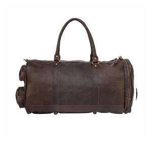 Leather Duffle Bag Vintage Style Weekender Travel Bag <b>Men</b> Women Large Capacity Business Carry-<b>on</b> Lightweight Portable Zipper - Product Image 1