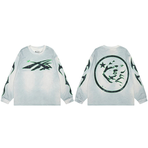 <b>White</b> Skeleton Rib Cage Graphic Long Sleeve <b>T</b>-<b>Shirt</b> Crew Neck Gothic Letter Print Streetwear Tee Unisex - Product Image 6