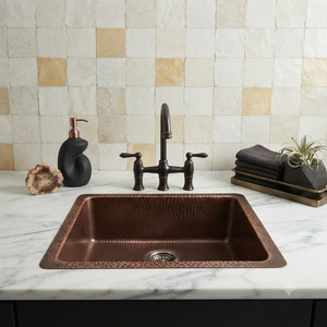 Fregadero de cocina individual de cobre martillado hecho a mano, estilo rústico, para empotrar bajo encimera, acabado antiguo, de fábrica OEM - Product Image 3