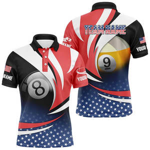 T-shirts d'équipe amusants pour hommes, personnalisés OEM, à séchage rapide, imprimés numériquement, pour joueurs de billard, de pool et de snooker - Product Image 3