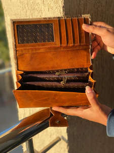 ใหม่กระเป๋าสตางค์หนังแฮนด์เมดแท้แบบใหม่สำหรับผู้หญิงกระเป๋าสตางค์แบบบางกระเป๋าสตางค์หนังสแนปหนังขนสัตว์กระเป๋าสตางค์หนังวัวแท้ - Product Image 6