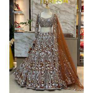 Diseñador Real Espejo Secuencia Trabajo Boda Desgaste Lehenga Choli - Product Image 3