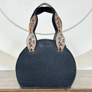 Sac à bandoulière en cuir de vache Western Tooled 2025, sac à main floral avec incrustation en damier, sac à main tendance de style mode - Product Image 5