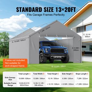 Tenda Garage Impermeabile e Resistente 13 x 20 piedi con Protezione UV, Copertura per Camion e Tettoia di Ricambio con Installazione Facile delle Pareti Laterali - Product Image 4