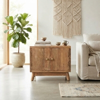 Table basse moderne compacte en teck avec rangement, design écologique et portable pour petits espaces, mobilier de salon rustique