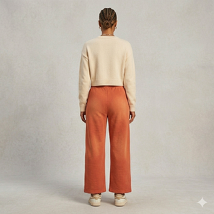 Orange Vintage Washed Rhinestone Sweatpants Wide Leg Joggers Men Women Oversized Streetwear Loose Fit Casual Trousers - Product Image 3