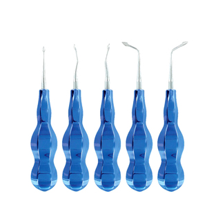Kit de Elevadores de Extracción Manual Atraumáticos de Marca Personalizada, 5 Piezas, Línea Azul, Puntas Recubiertas de Diamante, Acero Inoxidable - Product Image 1