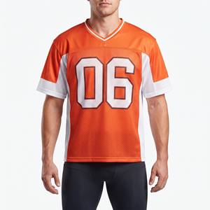 Camiseta de Fútbol Americano Unisex Naranja con Cuello en V, Malla Transpirable de Poliéster, Manga Corta, Corte Regular, Ropa para Primavera, Verano e Invierno - Product Image 6