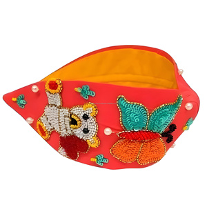 Venta al por mayor a granel personalizado tela bordada diadema hecho a mano moda accesorio para el cabello hermosas flores diadema personalizada - Product Image 2