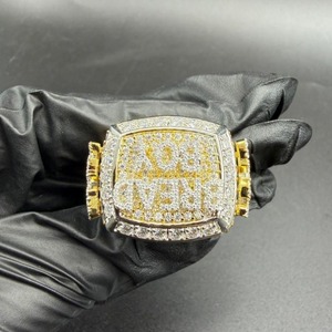 Round Cut <b>925</b> <b>Silver</b> Yellow Gold Plated Personalized <b>Ring</b> Hip Hop Statement Iced Out <b>Ring</b> Fine Jewelry Special for Men's - Product Image 5