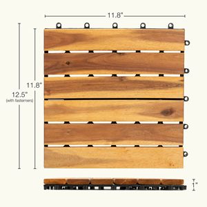 27pcs <b>Interlocking</b> 11.8 X 11.8in Wood Deck <b>Tiles</b> for Patio Garden Deck Poolside-Outdoor Flooring Decking - Product Image 2