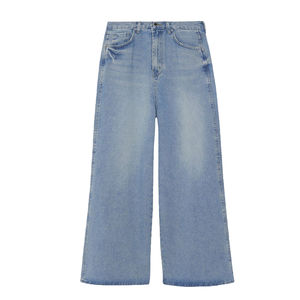 Jean en denim déchiré taille haute coupe droite évasée pour femme 2026 avec décorations peintes pour tenue décontractée d'été - Product Image 1