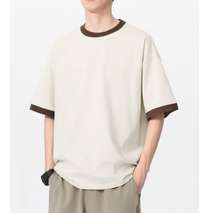 T-shirts à manches courtes coupe boxy ajustée, col contrastant, imprimé numérique personnalisable, qualité supérieure 250 g/m² - Product Image 4