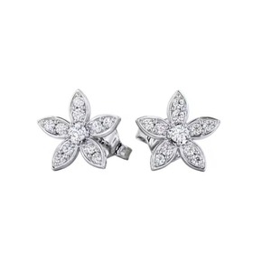 Pendientes de Diamantes Redondos con Diseño Floral, Diamantes Cultivados en Laboratorio, Oro de 14K para Mujer, Joyería Elegante, Idea de Regalo - Product Image 2