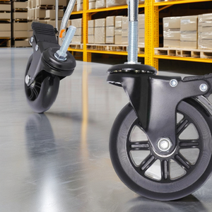 Roulette en PU de 4 pouces Roulette pivotante à tige filetée de 3/8 "avec frein Roulement à billes de précision à noyau PP Roue pivotante - Product Image 3