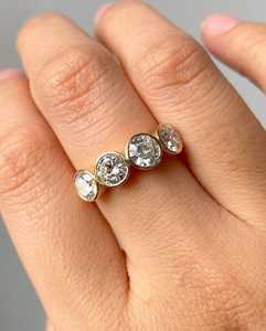 Luxury <b>Stacking</b> Band Lab Grown Round Cut Diamond Four Stone <b>Ring</b> For Unisex 14K Solid Gold Fine Surprise Gift For Girlfriends - Product Image 3