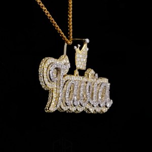 Collar con Colgante de Nombre Personalizado con Incrustaciones de Moissanita Tania, Plata de Ley 925, Estilo Hip Hop, Letra Personalizada - Product Image 4