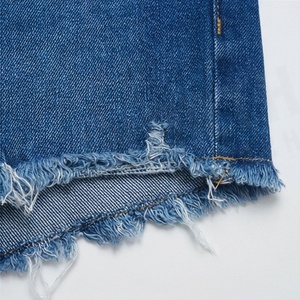 Shorts de Mezclilla Rectos para Mujer, Elásticos, de Cintura Alta, Color Personalizado, Diseño Desgarrado, con Encaje y Cristales, Ropa de Moda de Verano - Product Image 6