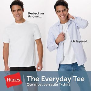 T-shirt en coton uni pour homme, coupe classique, manches courtes, col rond, jersey décontracté, tricoté, respirant, teinture unie - Product Image 6