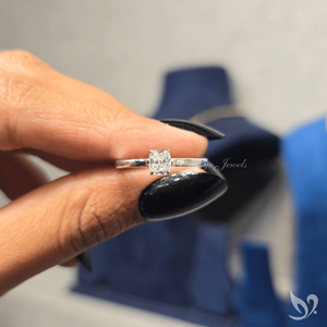 Minimal Elongated Cushion Diamond 0.50 CT Lab Grown Solitaire Engagement <b>Ring</b> IGI Certified 10k White Gold Luxury <b>Thin</b> Band - Product Image 6