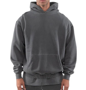 Men's Black Hooded Fleece Sweatshirt Oversized Fit with Pocket Casual Winter Digital Printing 100% Cotton - Product Image 4