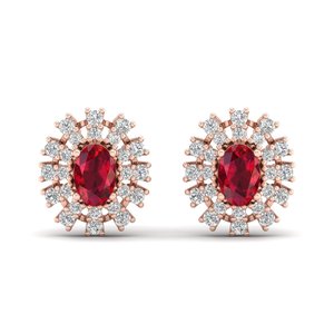 REYES Custom Design 925 Sterling Silver Moissanite <b>Stud</b> <b>Earrings</b> For Women Minimalist Oval Cut 1Ct Ruby Gemstone Halo <b>Earrings</b> - Product Image 2