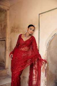 Sari en tissu de soie papillon exclusif et élégant, orné de sequins et de broderies, pour femmes, idéal pour les mariages et la plage, Inde et Pakistan - Product Image 5