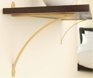 Soporte de Pared Metálico de Latón Satinado para Estante, Estructura Triangular, Soporte de Esquina para el Hogar, 11"x7 1/4", 5mm de Grosor - Product Image 2