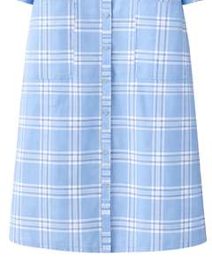 Robe chemise longue à carreaux bleu ciel personnalisée pour femmes, robe midi décontractée boutonnée à carreaux, fabricant en gros sur mesure - Product Image 6