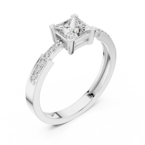 14K Rose Gold Princess & Round Cut Lab Grown Diamond Engagement <b>Ring</b> Band Wedding <b>Ring</b> for Women Party New Grown Diamond - Product Image 6