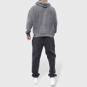 Sudaderas con Capucha para Hombre, Lavado Ácido, Color Liso, Tallas Grandes, Ligeras, Básicas, Mezcla de Algodón - Product Image 6