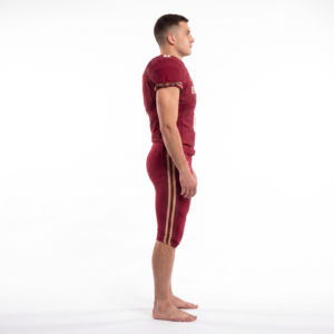 Uniforme de football américain personnalisé pour hommes, 100% polyester, maillot et pantalon rétro bordeaux sublimés, OEM, vêtements d'équipe pour lycée - Product Image 3