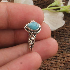 Anillo de Plata de Ley 925 con Engaste de Larimar en Forma de Pera, Hecho a Mano, Estilo Boho Clásico, Anillo Solitario Delicado, Certificado Jaipur Wedding - Product Image 6