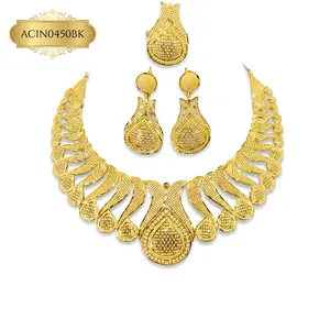 Premium Gold Plated Brass Flower Box Charm Necklace Set-Classic Style Wedding Jewelry Complete Set for Nigerian Women - Product Image 2