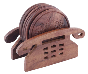 Designer Wooden Beverage Support Coaster Collection Handmade <b>Table</b> Mats for Mug Glass and Bottle <b>Protection</b> - Product Image 1