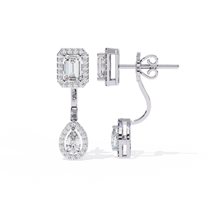 Pendientes de Diamantes Cultivados en Laboratorio con Corte Mixto de Diseño Único, Oro de 14K, Certificados por IGI, para Regalo, Fiesta y Aniversario - Product Image 6