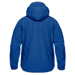 Veste polaire à capuche bleue pour homme, coupe-vent, décontractée, hiver, fermeture éclair, coupe régulière, couleur unie, matière polyester - Product Image 2