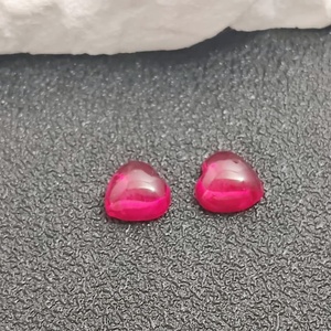 Natural Ruby Heart Cabochon Gemstone Smooth Polished Heart Shape Flat Back Loose Ruby Multiple Sizes Wholesale - Product Image 2
