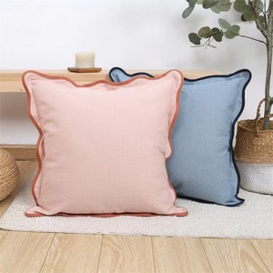 ปลอกหมอนผ้าฝ้ายสีพื้น ขอบระบาย สไตล์นอร์ดิก ปิดแบบซองจดหมาย ของตกแต่งบ้าน - Product Image 4