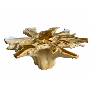Natural Teak <b>Root</b> <b>Coffee</b> <b>Table</b> Round Glass Top <b>Root</b> Wood Center <b>Table</b> Rustic Teak Stump Tea <b>Table</b> Living Room Furniture - Product Image 4
