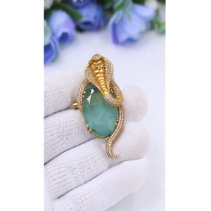 Stylish Premium Quality Brass Gold Plated Stone Look CZ Zircon Brooch For Men And Boys Wedding Wear Collection - Product Image 1