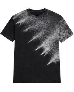 Black <b>White</b> Scratch Wash T <b>Shirt</b> <b>Men</b> Cotton Crew Neck <b>Short</b> <b>Sleeve</b> Abstract Dye Tee Streetwear Casual Summer OEM Wholesale Pro - Product Image 1