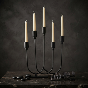 Candelabro Moderno de 5 Brazos en Negro Mate, Portavelas Minimalista de Metal para Decoración del Hogar - Product Image 2